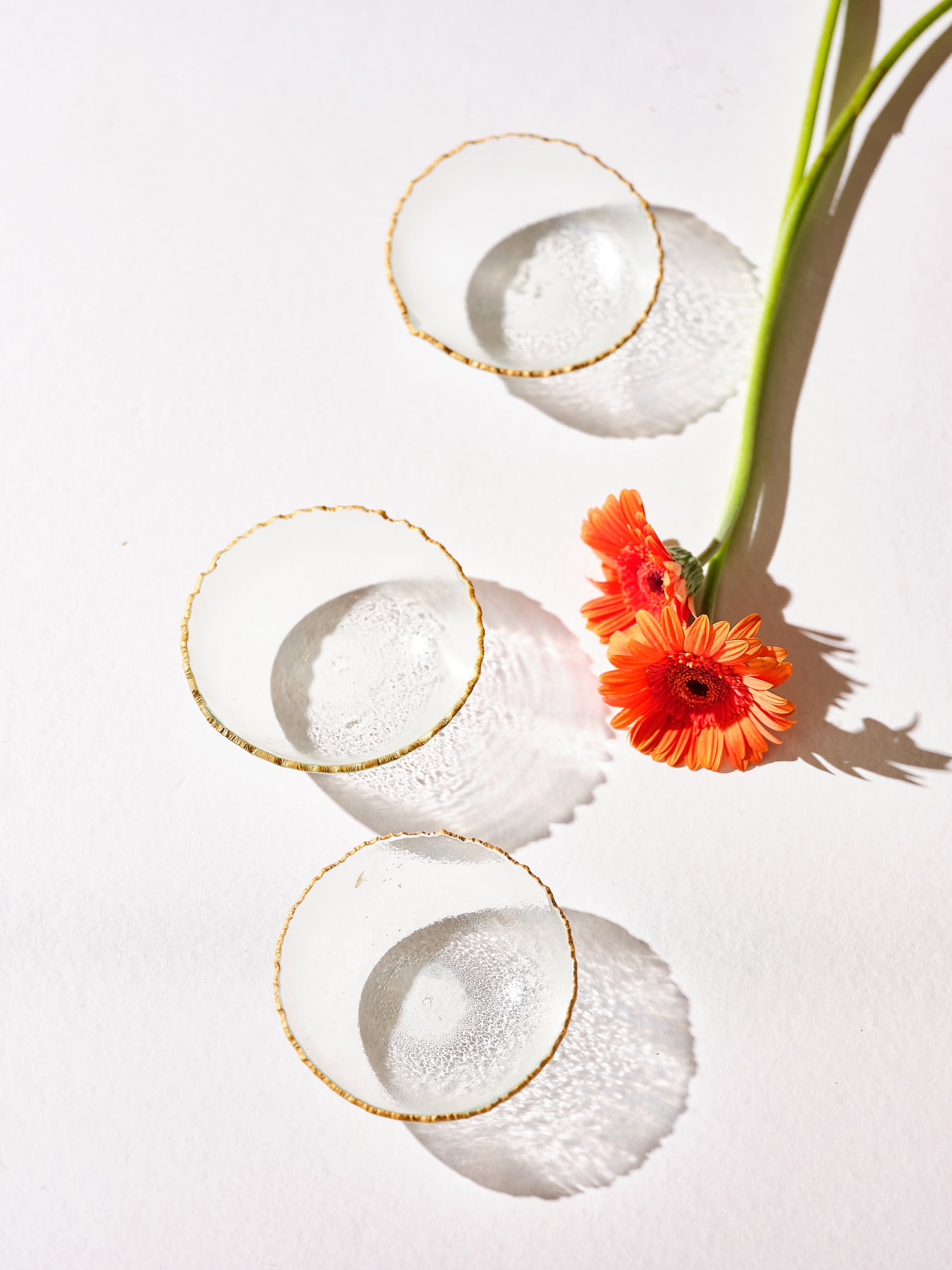 קעריות זכוכית בגימור זהב