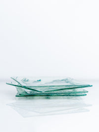 רביעיית צלחות מזכוכית ריבועיות